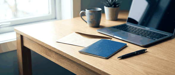 A travel document and an envelope on a desk, ready for a PGWP extension request