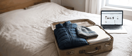 A suitcase being packed for Canada while the study permit processing time runs